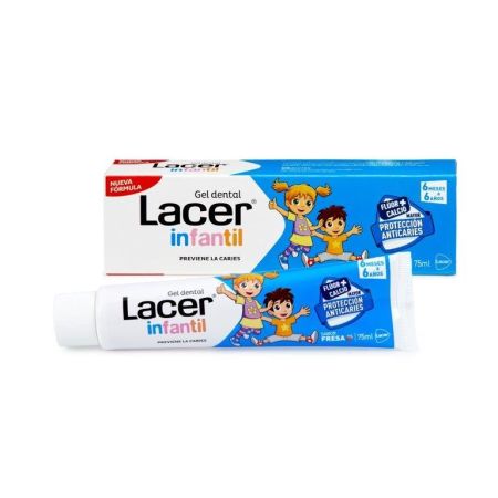 Lacer Infantil Gel Dental Pasta de dientes con flúor infantil previene las caries sabor fresa 75 ml