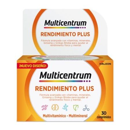 Multicentrum Complemento Alimenticio Rendimiento Plus Multivitamínico y multimineral refuerza el rendimiento físico y mental 30 uds