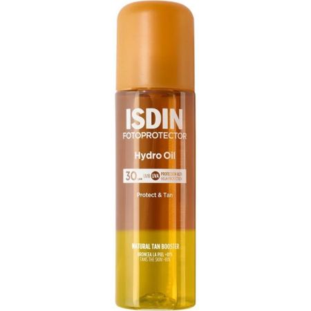 Isdin Hydro Oil Fotoprotector Spf 30 Protector solar corporal bifásico protege hidrata y potencia el bronceado natural de la piel 200 ml