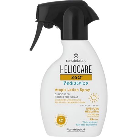Heliocare 360º Pediatrcis Atopic Lotion Spray Protector Solar Spf 50 Spray solar facial y corporal hipoalergénico de textura ligera neutraliza y repara el daño solar 200 ml