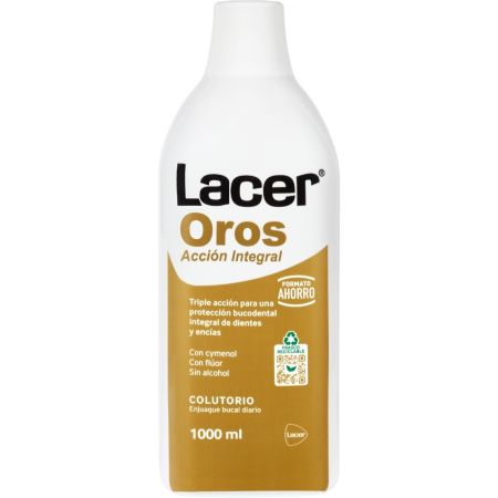 Lacer Oros Acción Integral Colutorio Enjuage bucal triple acción integral anticaries previene el sangrado gingival 1000 ml