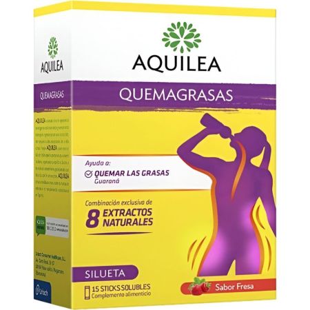 Aquilea Quemagrasas Complemento Alimenticio Complemento alimenticio ayuda a quemar grasas sabor fresa 15 sticks solubles