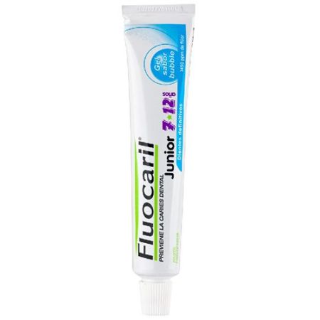 Fluocaril Junior Dientes Definitivos Pasta Dentífrica Pasta de dientes infantil protege y evita la acumulación de placa bacteriana con sabor bubble 50 ml