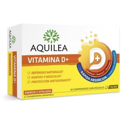 Aquilea Complemento Alimenticio Vitamina D+ Complemento alimenticio para reforzar el sistema inmunitario 30 uds