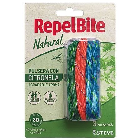 Repelbite Natural Pulsera Con Citronela Pulsera ajustable resistente al agua repele mosquitos con aroma a citronela ofreciendo hasta 30 días de eficacia 3 uds