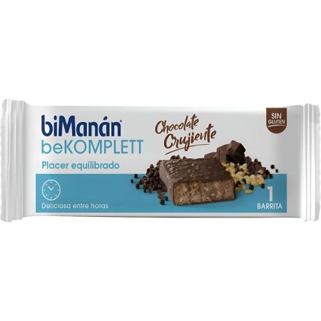 Bimanan Barrita Komplett Chocolate Crujiente Complemento Alimenticio Complemento alimenticio ayuda a la bajada de peso rico en proteínas y fibra 1 ud