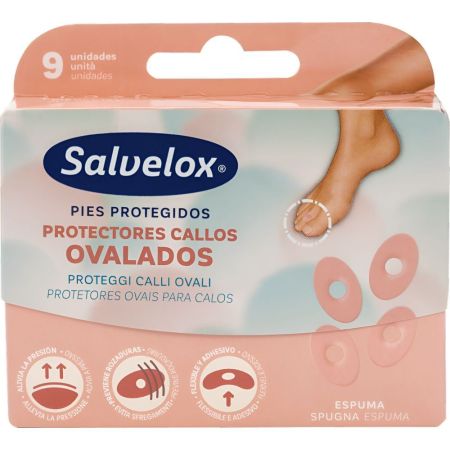 Salvelox Ovalados Protectores Callos Protectores ovalados de espuma para callos alivian instantáneamente el dolor 9 uds