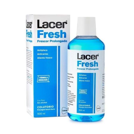 Lacer Fresh Frescor Prolongado Colutorio Enjuage bucal fórmula avanzada sin alcohol antiplaca anticaries para aliento fresco 500 ml