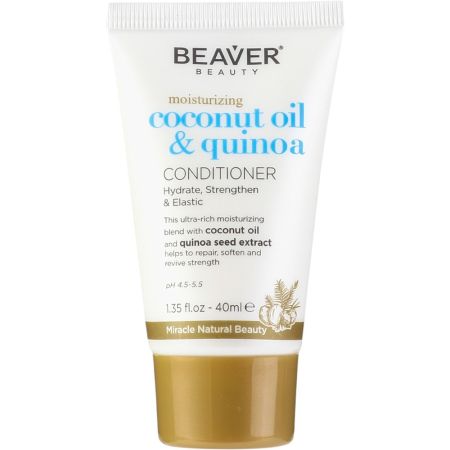Beaver Beauty Coconut Oil & Quinoa Moisturizing Conditioner Acondicionador hidratante limpia sin resecar eliminando el frizz y purificando para cabello seco o dañado 40 ml