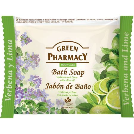 Green Pharmacy Verbena Y Lima Jabón En Pastilla Jabón de ducha limpia de forma suave hidratando y restaurando la piel con un agradable aroma 100 gr