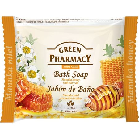 Green Pharmacy Manuka Miel Con Aceite De Oliva Jabón En Pastilla Jabón de ducha limpia de forma suave hidratandoy restaurando la piel con un agradable aroma 100 gr