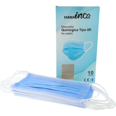 Inca Mascarilla Quirúrgica Tipo Ii R Estéril Mascarilla protectora desechable azul 10 uds