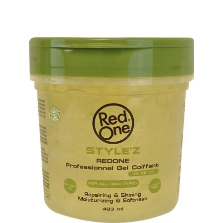 Red One Style'Z Redone Professionnel Gel Coiffant Olive Oil Gel capilar preserva la estructura natural del cabello y previene la rotura y el desprendimiento 483 ml