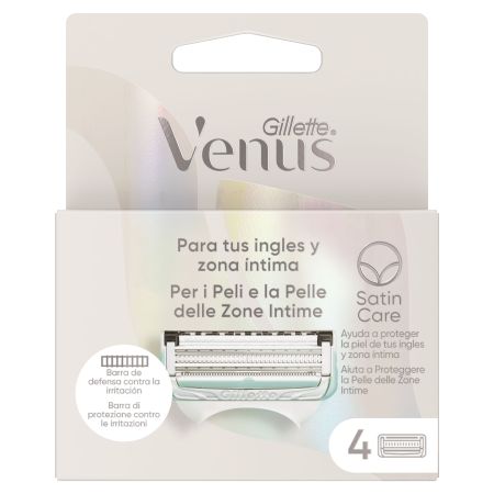 Gillette Venus Satin Care Recambio Maquinilla de afeitar para ingles y zona intíma evita erupciones y vello enquistado 4 uds