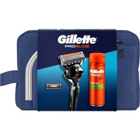 Gillette Proglide Maquinilla De Afeitar+Fusion Shave Gel Neceser Set de afeitar recorta afeita y perfila con precisión afeitado cómodo apurado y perfecto