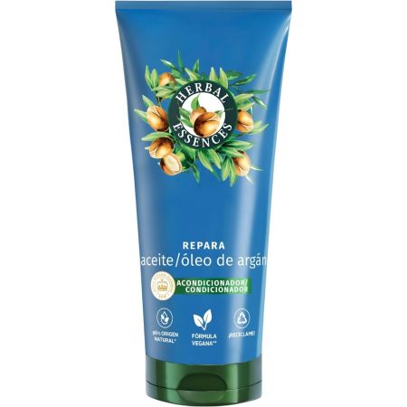 Herbal Essences Aceite De Argán Repara Acondicionador Acondicionador vegano reparador ofrece vitalidad y frescor con aroma exótico para cabello seco 350 ml