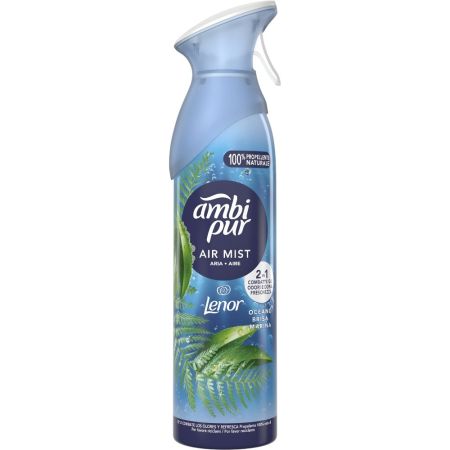 Ambipur Ambientador Air Mist Océano Brisa Marina Ambientador para hogar elimina olores persistentes con aroma fresco y ligero 185 ml