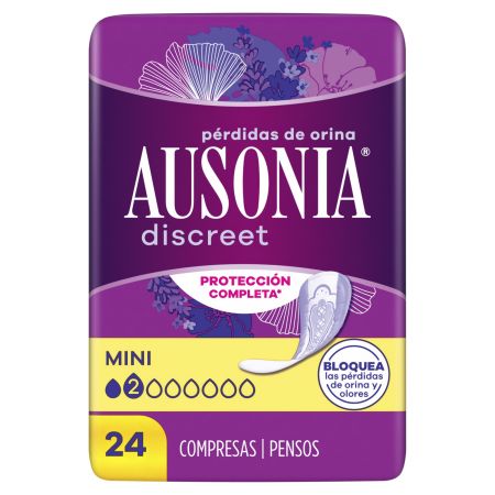 Ausonia Discreet Mini Compresas Compresas para pérdidas de orina neutralizan olores 24 uds