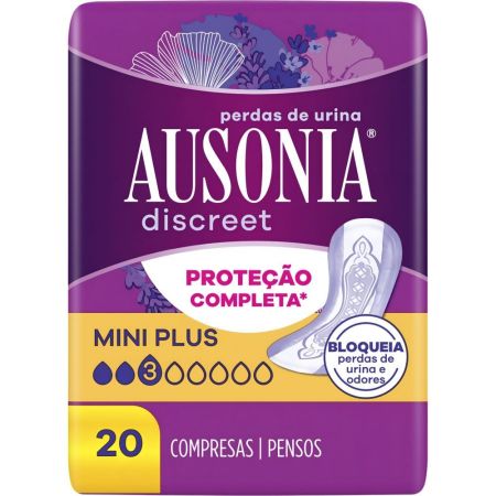 Ausonia Discreet Mini Plus Compresas Compresas sin alas para pérdidas de orina ofrecen protección completa y ajuste discreto 20 uds