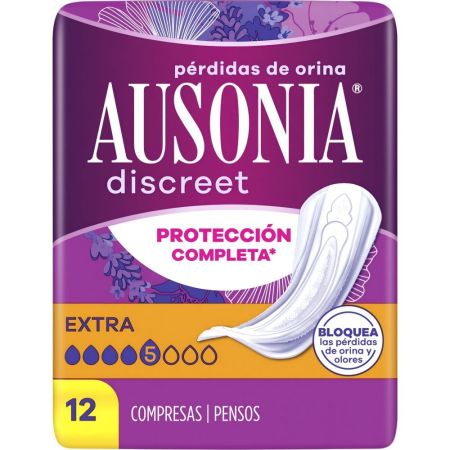 Ausonia Discreet Extra Compresas Compresas superabsorbentes para pérdidas de orina ofrecen una fuerte protección y la discreción 12 uds