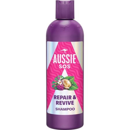 Aussie Sos Repair & Revive Shampoo Champú ofrece reparación intensa para cabello seco estresado y dañado 300 ml