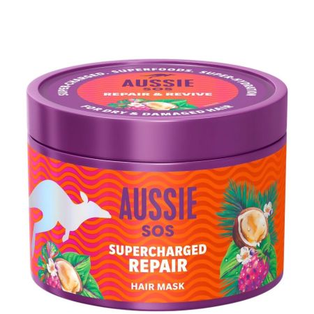 Aussie Sos Supercharged Repair Treatment Mascarilla nutritiva de reparación intensiva para cabello seco y dañado 500 ml