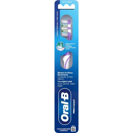 Oral-B Pro-Clean Cepillo De Dientes Medio Cepillo de dientes con punta interdental ofrece una sensación de limpieza total