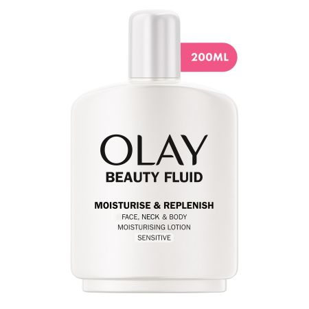 Olay Beauty Fluid Moisturize & Replenish Sensitive Loción para rostro cuello y escote repone la barrera de hidratación piel suave y sedosa 200 ml