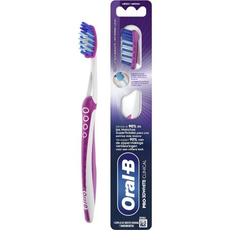 Oral-B Pro-3d White Clinical Cepillo De Dientes Medio Cepillo dental elimina hasta el 90% de las manchas superficiales ofreciendo una limpieza más profunda