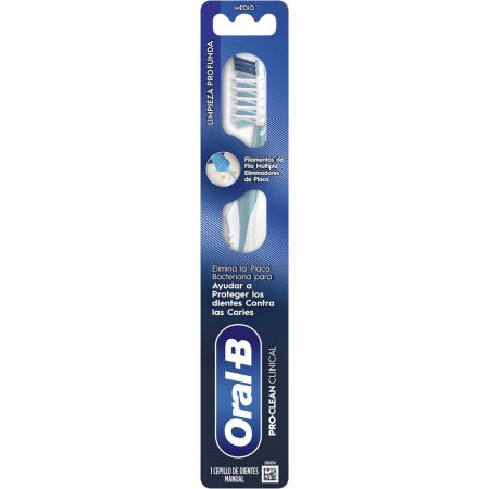 Oral-B Pro-Clean Clinical Cepillo De Dientes Medio Cepillo dental elimina la placa bacteriana y cuida tu salud bucal ofreciendo una limpieza más profunda
