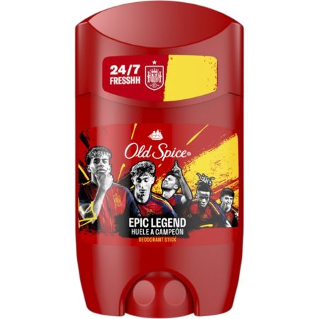 Old Spice Epic Legend Desodorante Stick Desodorante de triple acción con 0% aluminio combate olores hasta 24 horas con aroma a vainilla bourbon 50 m