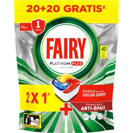 Fairy Lavavajillas Platinum Plus All In One Formato Especial Lavavajillas a máquina en cápsulas elimina restos difíciles con aroma a limón