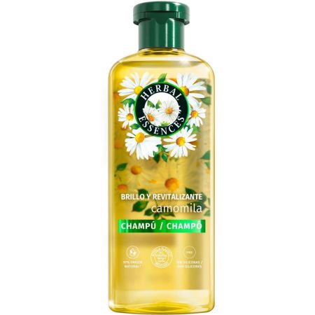 Herbal Essences Camomila Brillo Y Revitalizante Champú Champú vegano potencia el brillo y la suavidad con un estimulante aroma para cabello apagado 350 ml