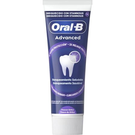 Oral-B Dentífrico Advanced Blanqueamiento Saludable Pasta de dientes blanqueadora elimina manchas superficiales y refresca el aliento 75 ml