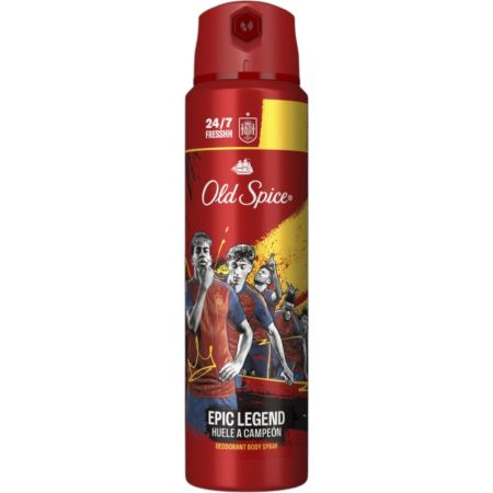 Old Spice Epic Legend Desodorante Body Spray Desodorante de triple acción con 0% aluminio combate olores hasta 24 horas con aroma a vainilla bourbon 150 ml
