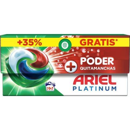 Ariel Detergente Platinum Poder Quitamanchas Detergente en cápsulas elimina manchas resecas incluso en frío preservando los tejidos por más tiempo