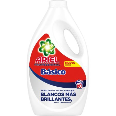 Ariel Detergente Professional Básico Detergente líquido contra manchas profesionales como alimentos o suciedad incluso en lavados fríos 60 lavados 3000 ml