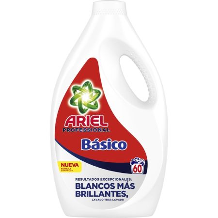 Ariel Detergente Professional Básico Detergente líquido contra manchas profesionales como alimentos o suciedad incluso en lavados fríos 60 lavados 2700 ml