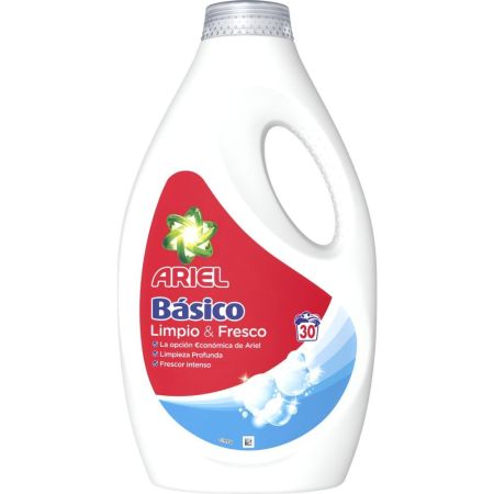 Ariel Detergente Básico Limpio & Fresco Detergente líquido ofrece limpieza profunda en todas las manchas y frescor intenso