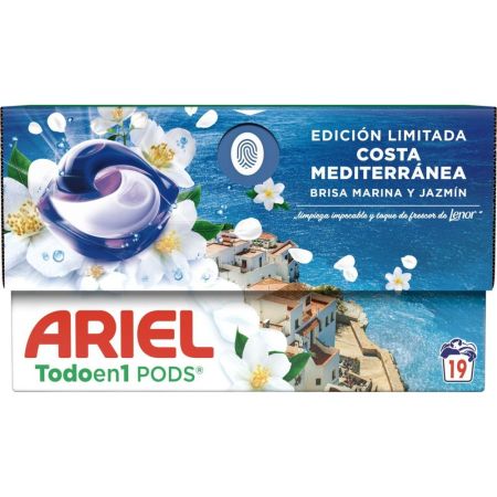 Ariel Detergente Costa Mediterránea Todoen1 Pods Edición Limitada Detergente en cápsulas ofrece limpieza profunda quita las manchas ilumina refresca y protege 19 uds
