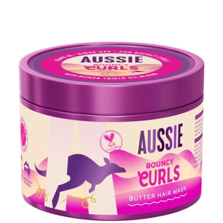 Aussie Bouncy Curls Butter Hair Mask Mascarilla capilar vegana hidratante intensa ofrece una limpieza suave para cabello rizado y ondulado 500 ml