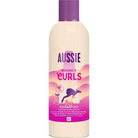 Aussie Bouncy Curls Shampoo Champú vegano hidratante intenso sin sulfatos ofrece una limpieza suave para cabello rizado y ondulado