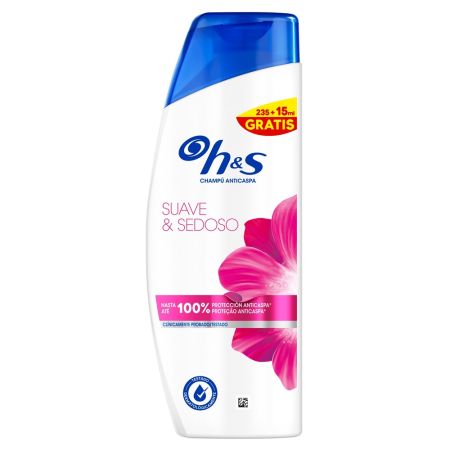 H&S Suave & Sedoso Champú Anticaspa Formato Especial Champú anticaspa elimina el picor y la sequedad evitando el encrespamiento y luciendo un cabello brillante 250 ml