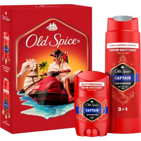 Old Spice Captain Estuche Rutina de baño elimina profundamente suciedad y malos olores ofreciendo fragancia duradera