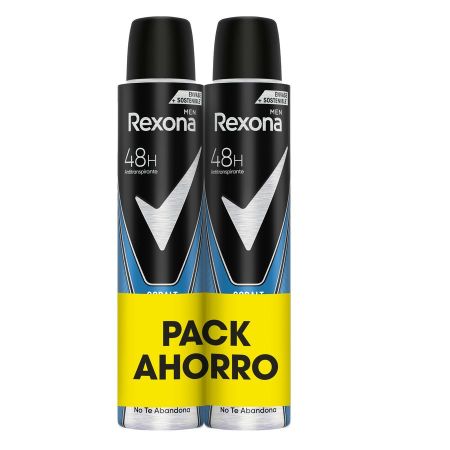 Rexona Men Cobalt Dry Desodorante Spray Duplo Pack Ahorro Desodorante 0% alcohol antitranspirante con aroma 72 horas 2x200 ml