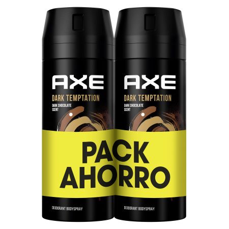 Axe Dark Temptation Dark Chocolate Scent Desodorante Spray Duplo Desodorante hasta 48 horas de protección 2x150 ml