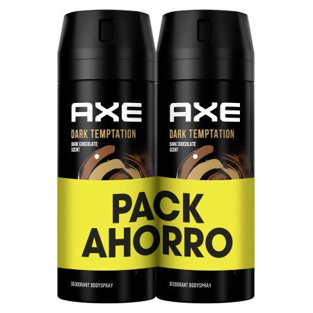 Axe Dark Temptation Dark Chocolate Scent Desodorante Spray Duplo Desodorante hasta 48 horas de protección 2x150 ml