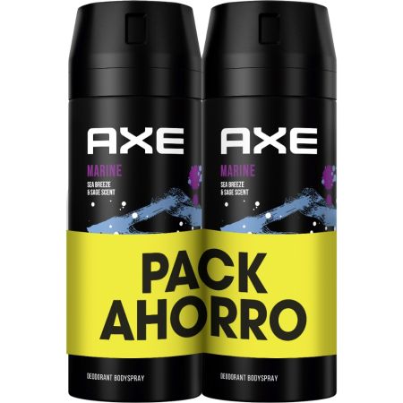 Axe Marine Desodorante Spray Duplo Pack Ahorro Desodorante antitranspirante ofrece un aroma inspirada en la brisa marina con 48 horas de protección 2x150 ml