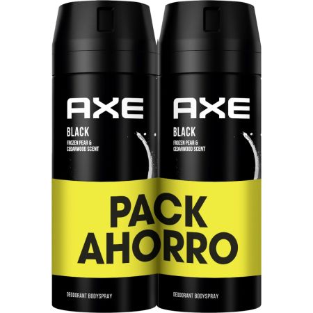 Axe Black Desodorante Spray Duplo Pack Ahorro Desodorante antitranspirante ofrece un aroma sofisticado hasta 48 horas de protección 2x150 ml