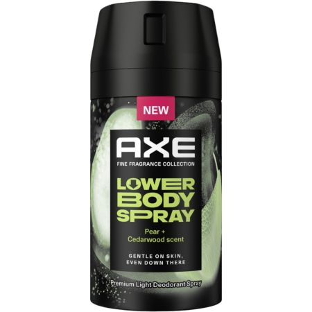Axe Lower Body Spray Pear+ Cedar Woodscent Desodorante Spray Desodorante corporal gran protección y frescura hasta 72 horas con aroma a pera 100 ml